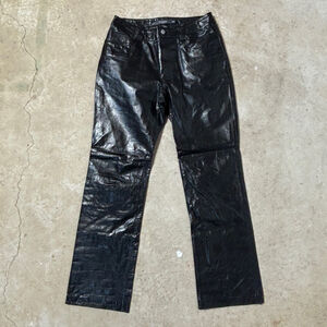Vintage 2000 Gap Black Leather Bootcut Pants Women’s Size 10 Y2K Biker Zip Fly